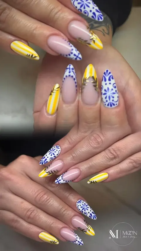Nail Art in Zürich: handgemalte Zitronen- und Muster-Designs